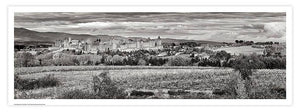 Affiche - Poster photo panoramique de Carcassonne en N&B
